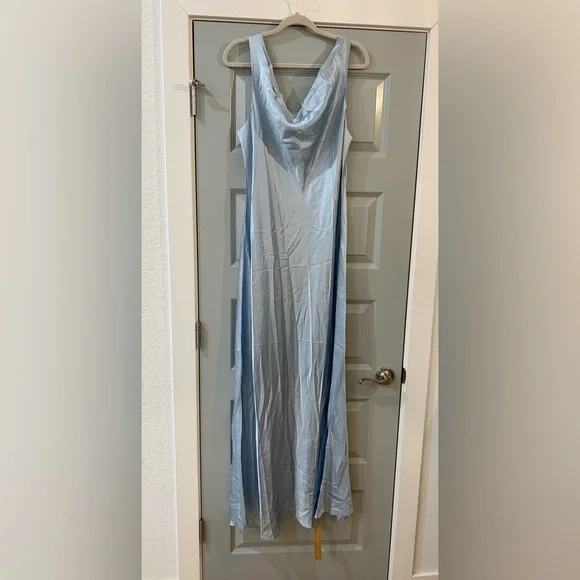 NWT Reformation Annabelle Silk Maxi Dress Gown Horizon Blue